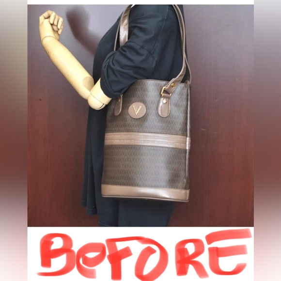 Mario Valentino Bucket Bag -As is -See With Unbranded Chain Straps Preowned - Picture 6 of 17